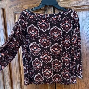 LOFT Elegant Patterned Blouse in Maroon and Pink